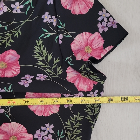 Worthington Cowl Neck Maxi Dress Size 14 Floral Short Sleeve - Picture 11 of 14